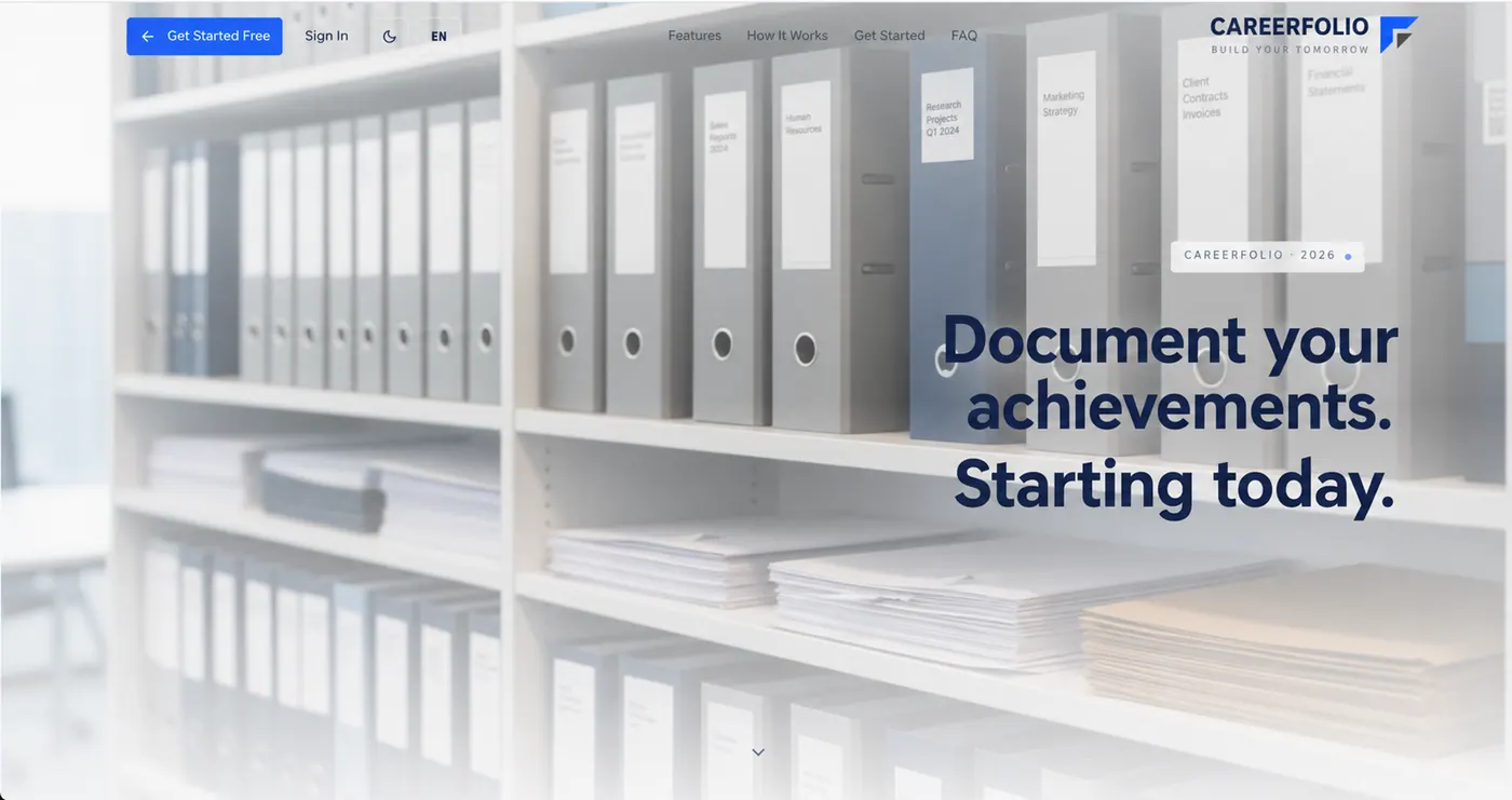 CareerFolio web platform interface