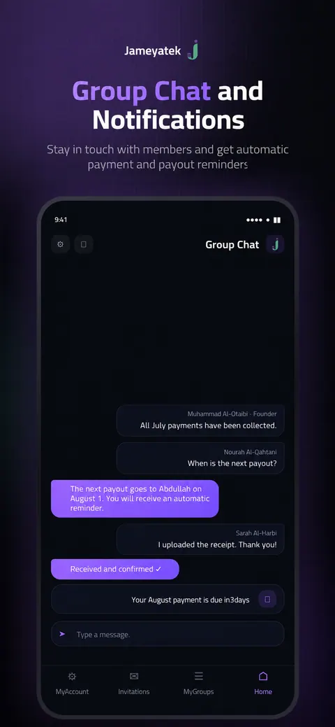 Chat and notifications, built into every group.