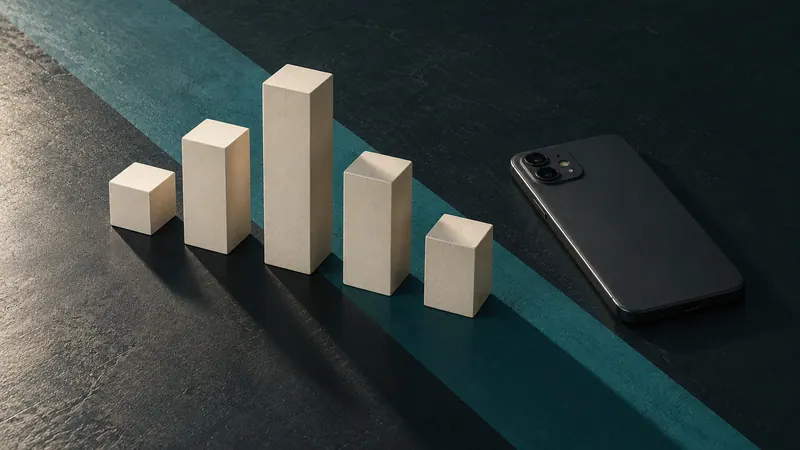 Blocks of different heights beside a face-down phone, as if the cost were built from parts.