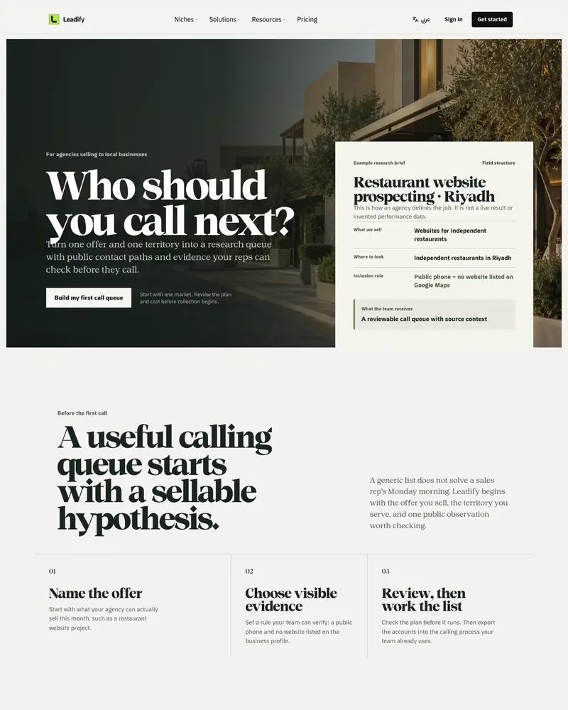 Leadify — product interface